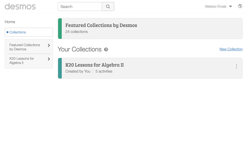 Desmos, Your Collections