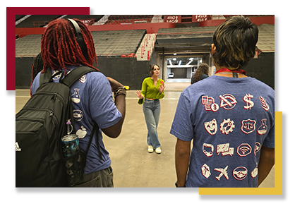 A professional acting coach speaks with GEAR UP students.