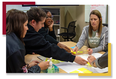 Participants in Leadership Seminar complete a card sort.